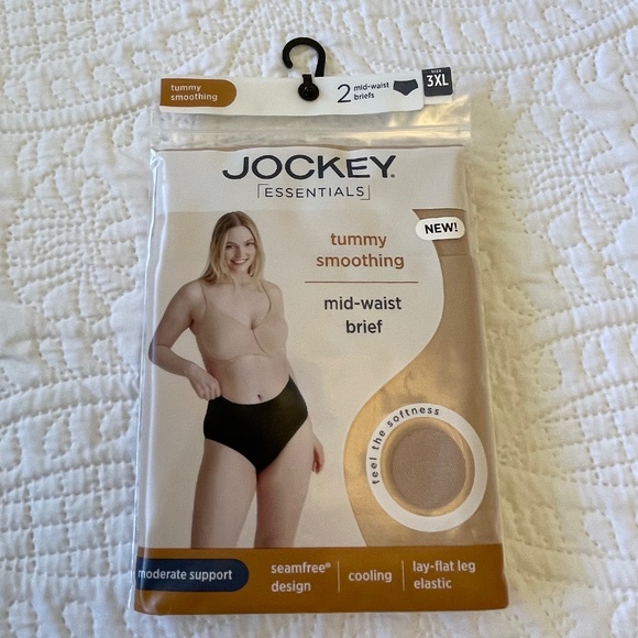 Jockey Essentials Tummy Smoothing Mid-waist Briefs 2 Pack  NEW size 3X - Picture 3 of 5